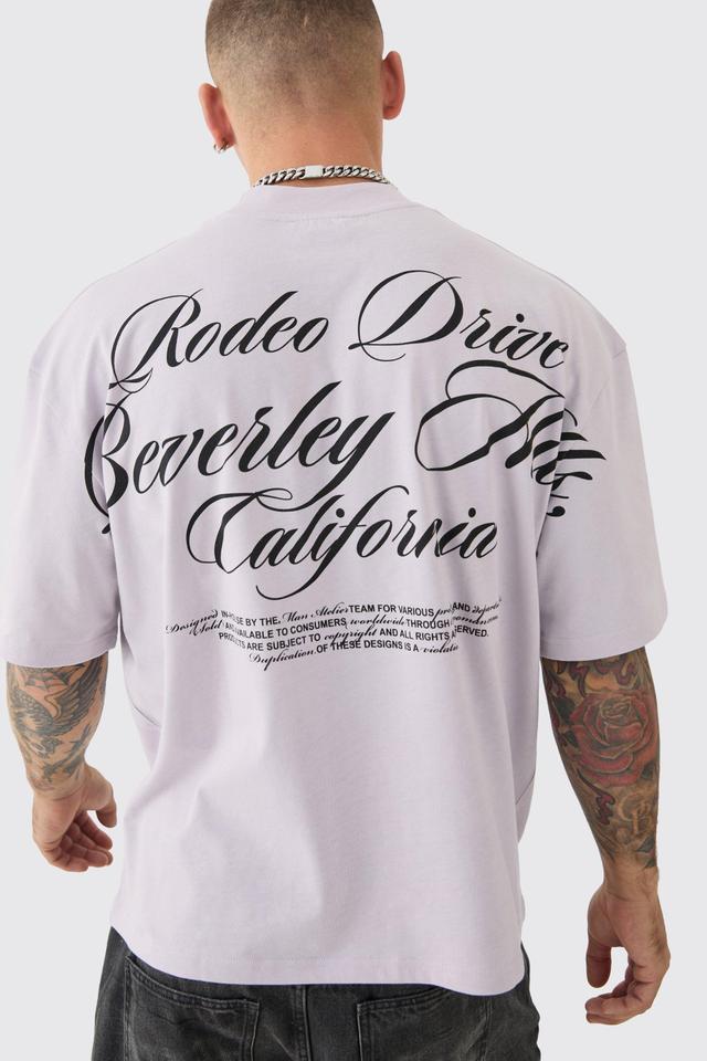 Oversized Boxy Extended Neck Heavyweight Rodeo Drive Back Print T-shirt | boohooMAN USA Product Image