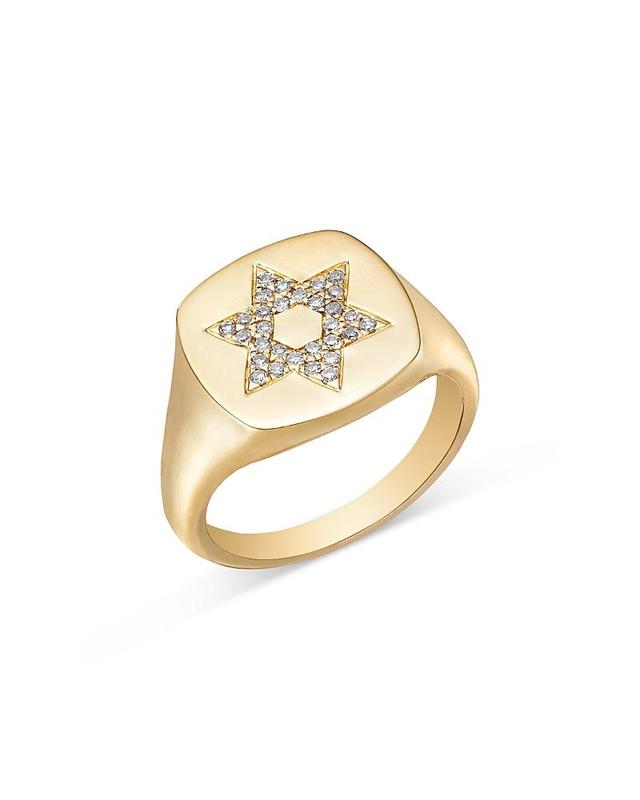 Bloomingdales Fine Collection Mens Diamond Star of David Pinky Ring in 14K Yellow Gold, 0.15 ct. t. w. Product Image