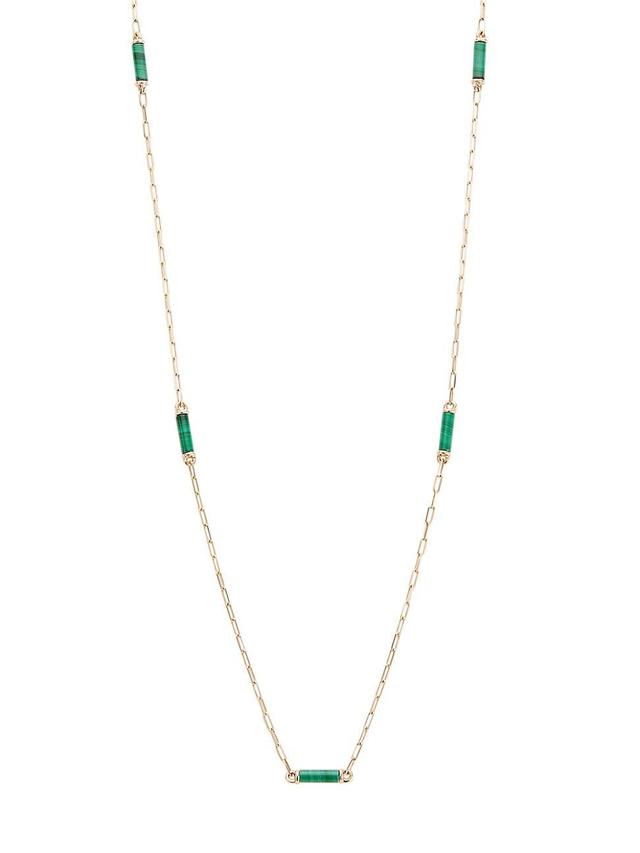 Womens 14K Rose Gold & Malachite Station Necklace Product Image