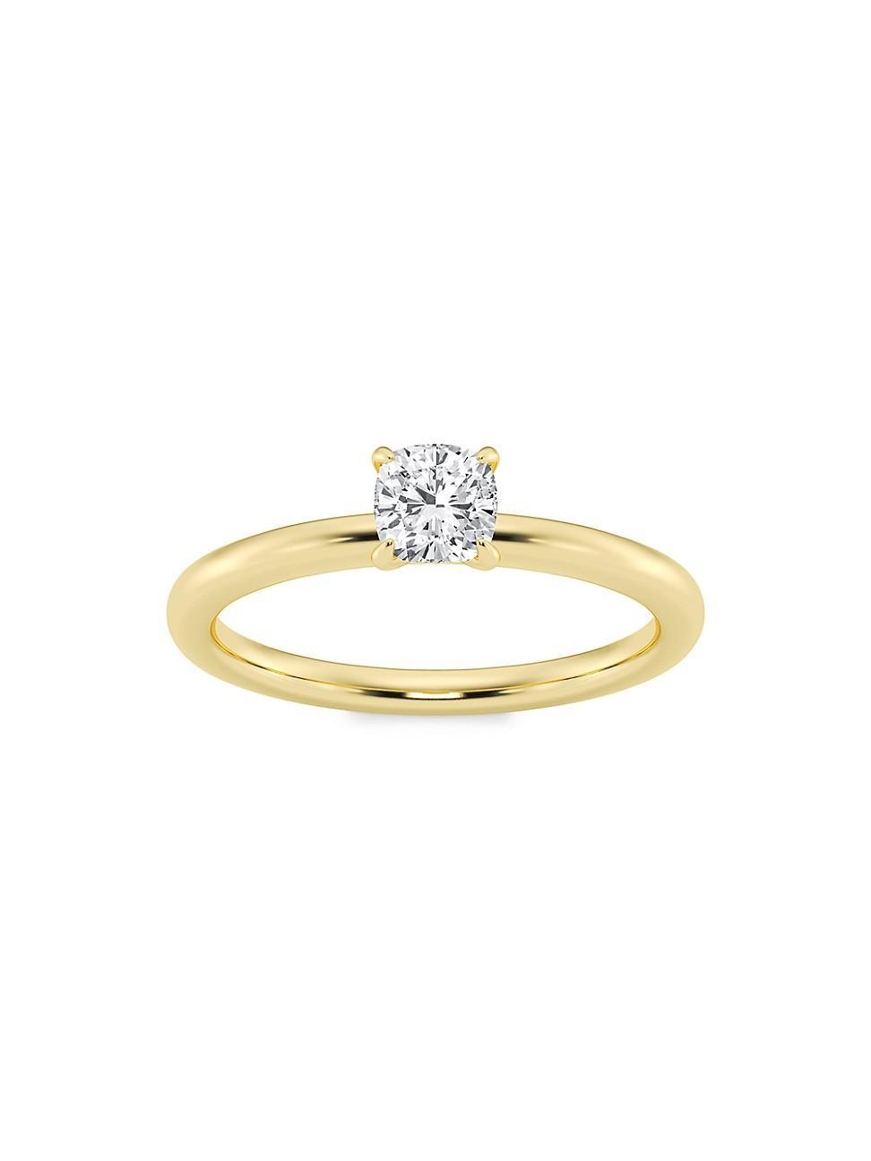 Womens 14K Yellow Gold & Cushion-Cut Lab-Grown Diamond Solitaire Ring/0.50-5.00 TCW Product Image