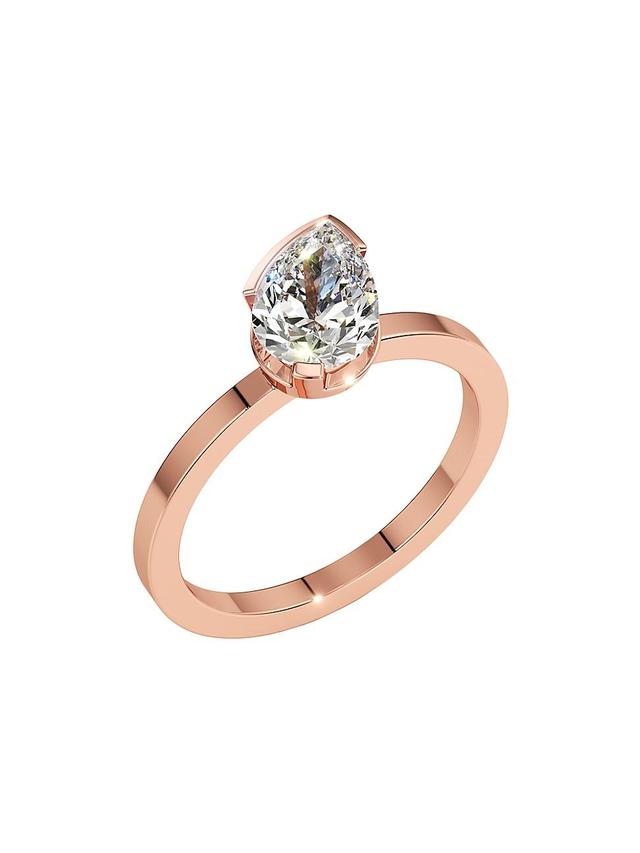 Womens Meta 18K Rose Gold & 1.02 TCW Lab-Grown Diamond Pear-Cut Solitaire Ring Product Image