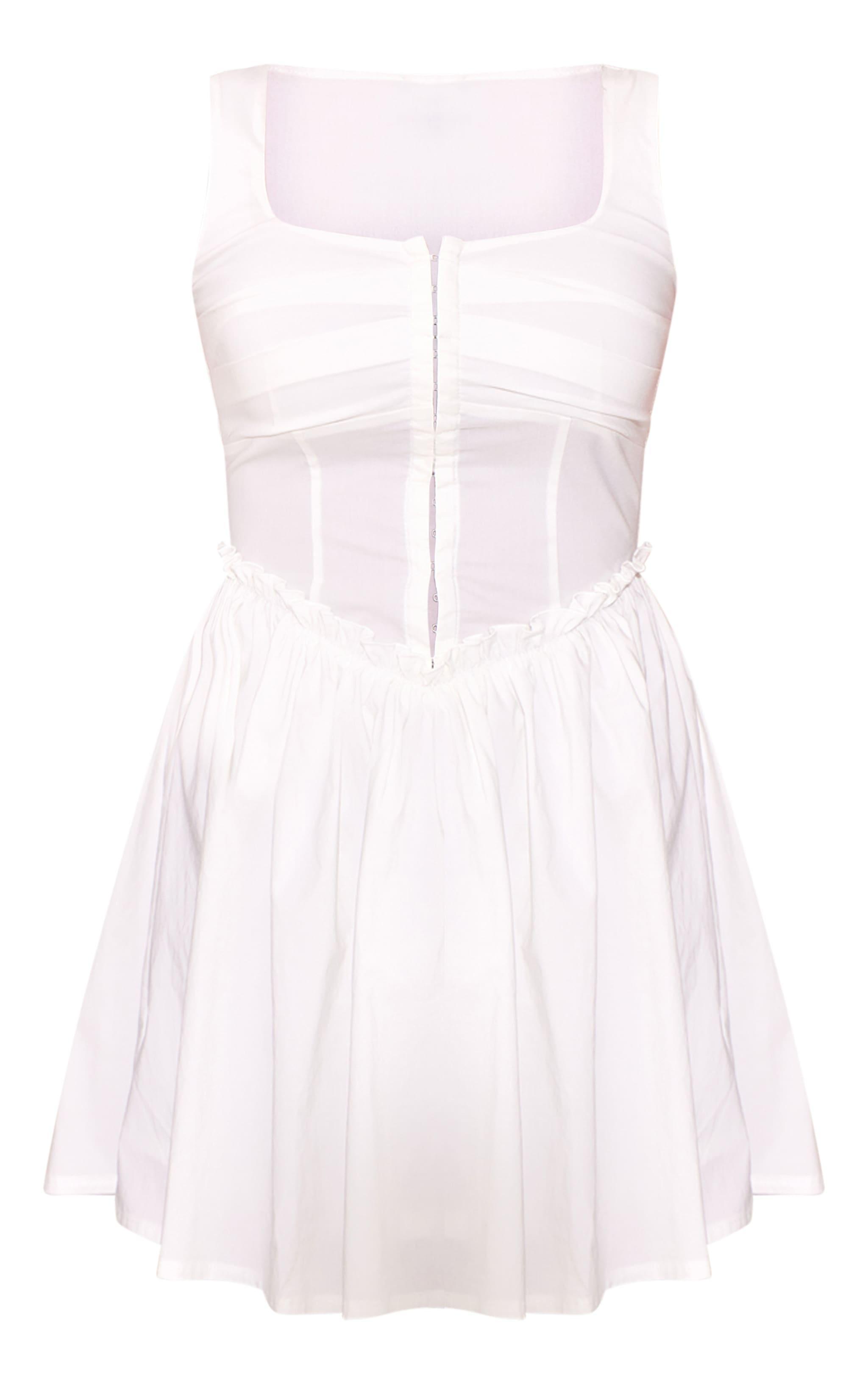 White Hook And Eye Ruched Shift Dress Product Image