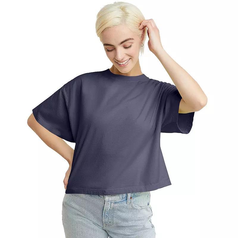 Hanes Womens Garment Dyed Cropped Cotton T-Shirt Antique Jade Ombre M Product Image