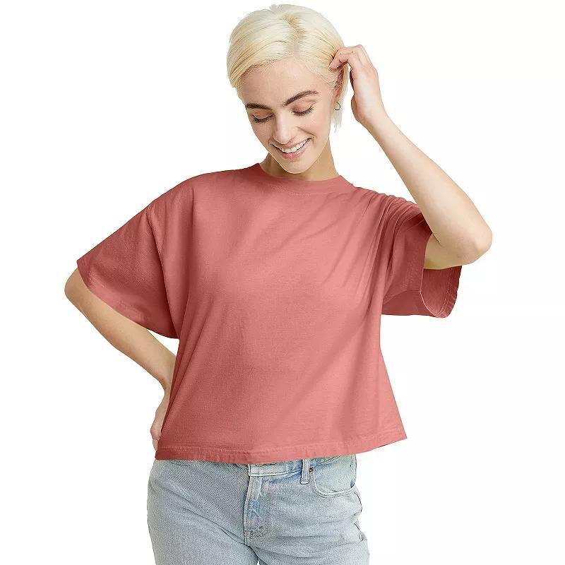 Hanes Womens Garment Dyed Cropped Cotton T-Shirt Antique Jade Ombre M Product Image