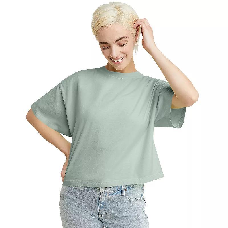 Hanes Womens Garment Dyed Cropped Cotton T-Shirt Antique Jade Ombre M Product Image