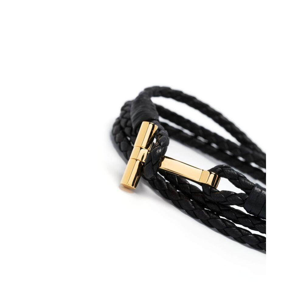 TOM FORD T-logo Braided Bracelet In Black Product Image