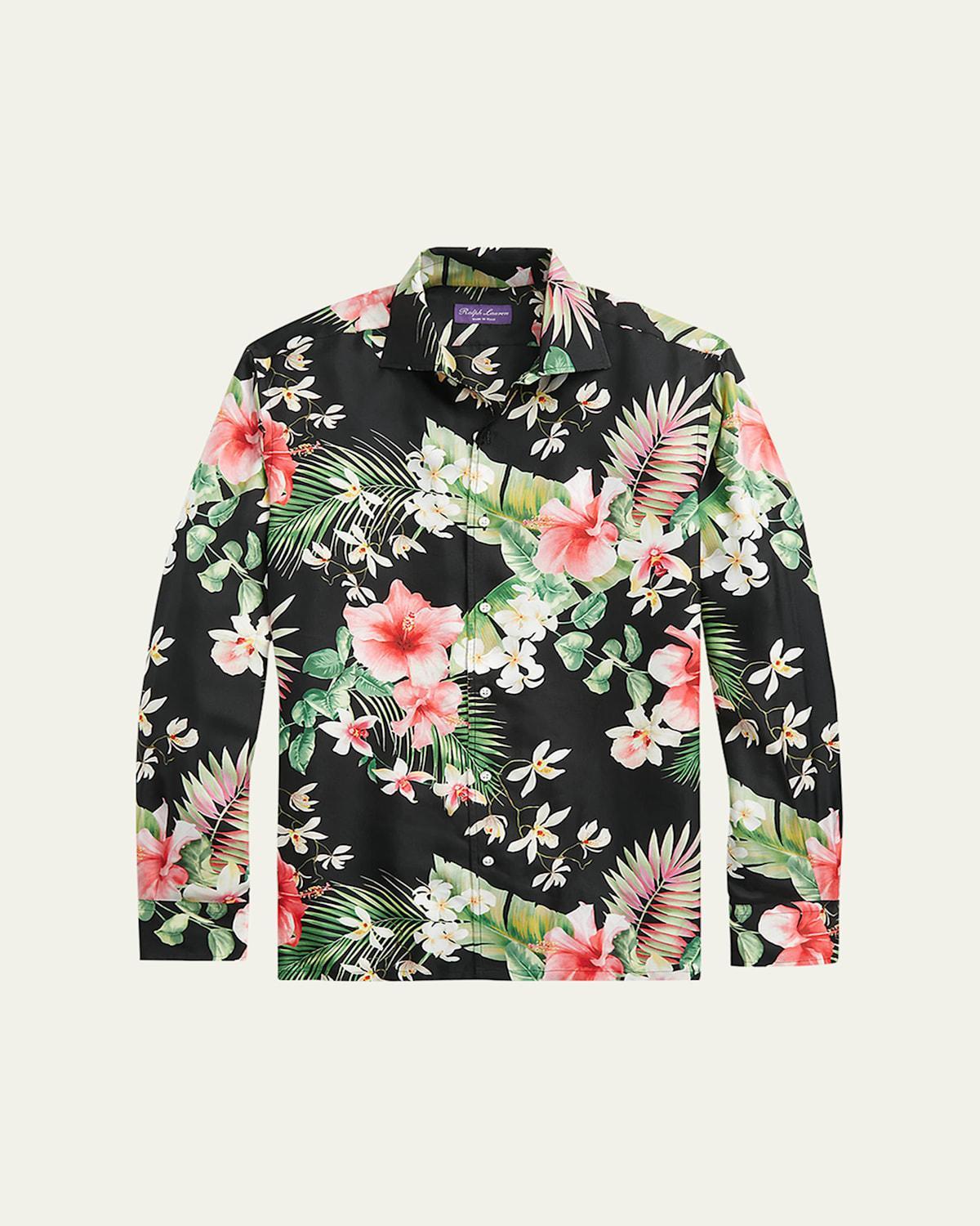 Ralph Lauren Purple Label Tropical Floral Silk Button-Up Shirt Product Image