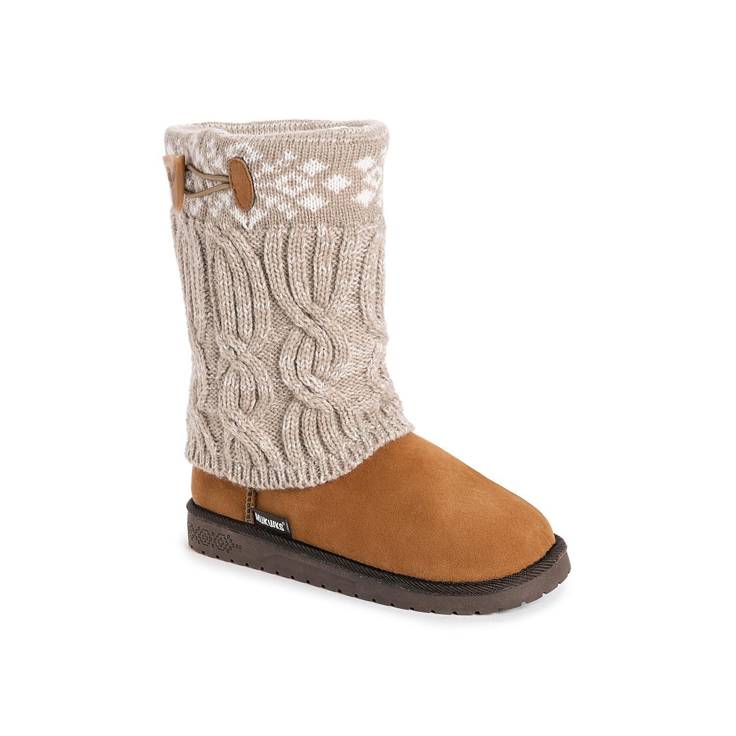 Essentials by MUK LUKS Cheryl Womens Knit Winter Boots Grey Product Image