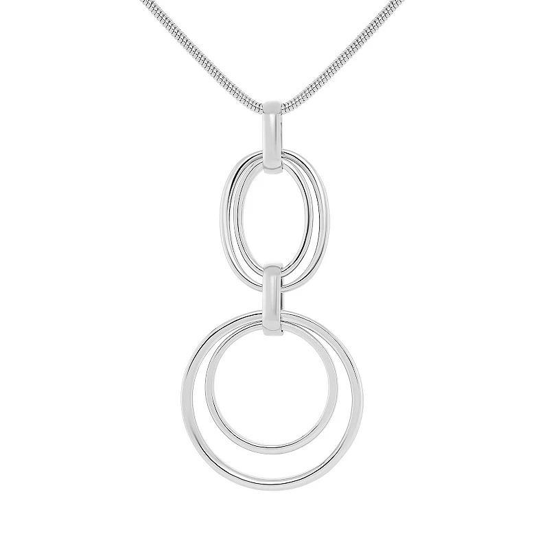 Emberly Polished Oval & Circle Pendant Snake Chain Necklace, Womens Silver Tone Product Image