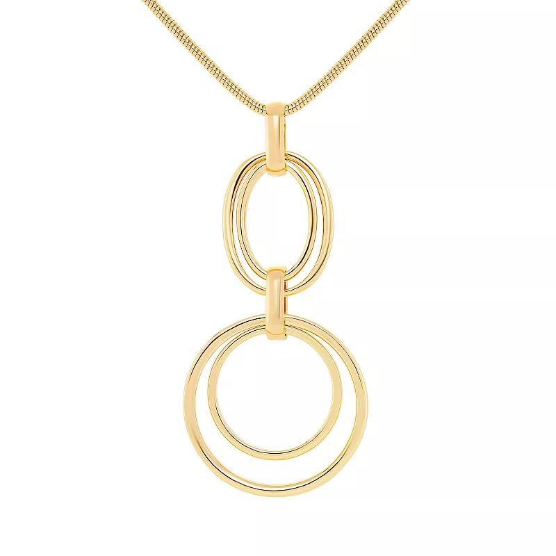 Emberly Polished Oval & Circle Pendant Snake Chain Necklace, Womens Yellow Gold Tone Product Image