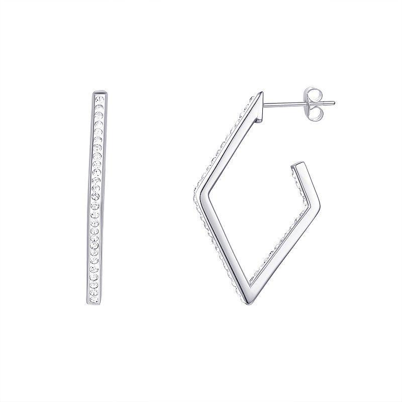 Chrystina Crystal Inside Outside Rhombus Post Hoop Earrings, Womens, White Product Image