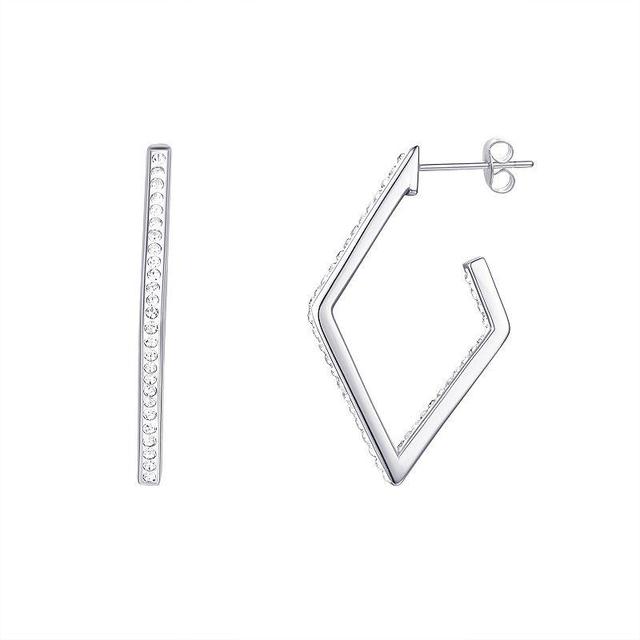 Chrystina Crystal Inside Outside Rhombus Post Hoop Earrings, Womens, White Product Image