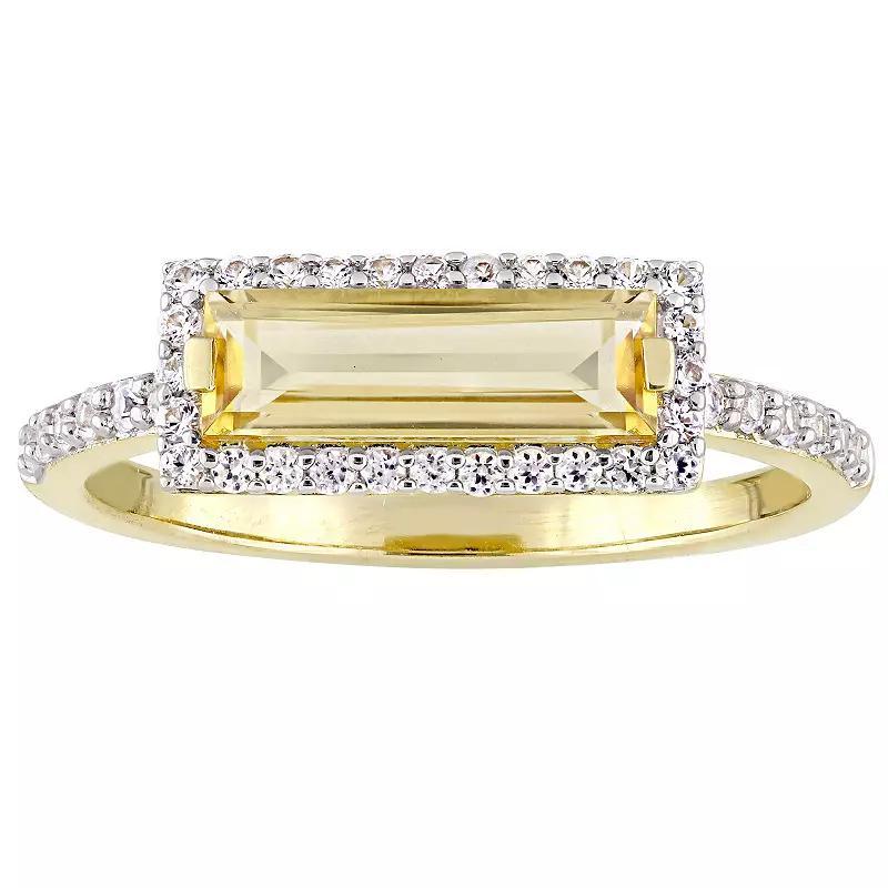 Stella Grace 18k Gold Over Silver Citrine & White Sapphire Halo Ring, Womens Gold Tone Product Image