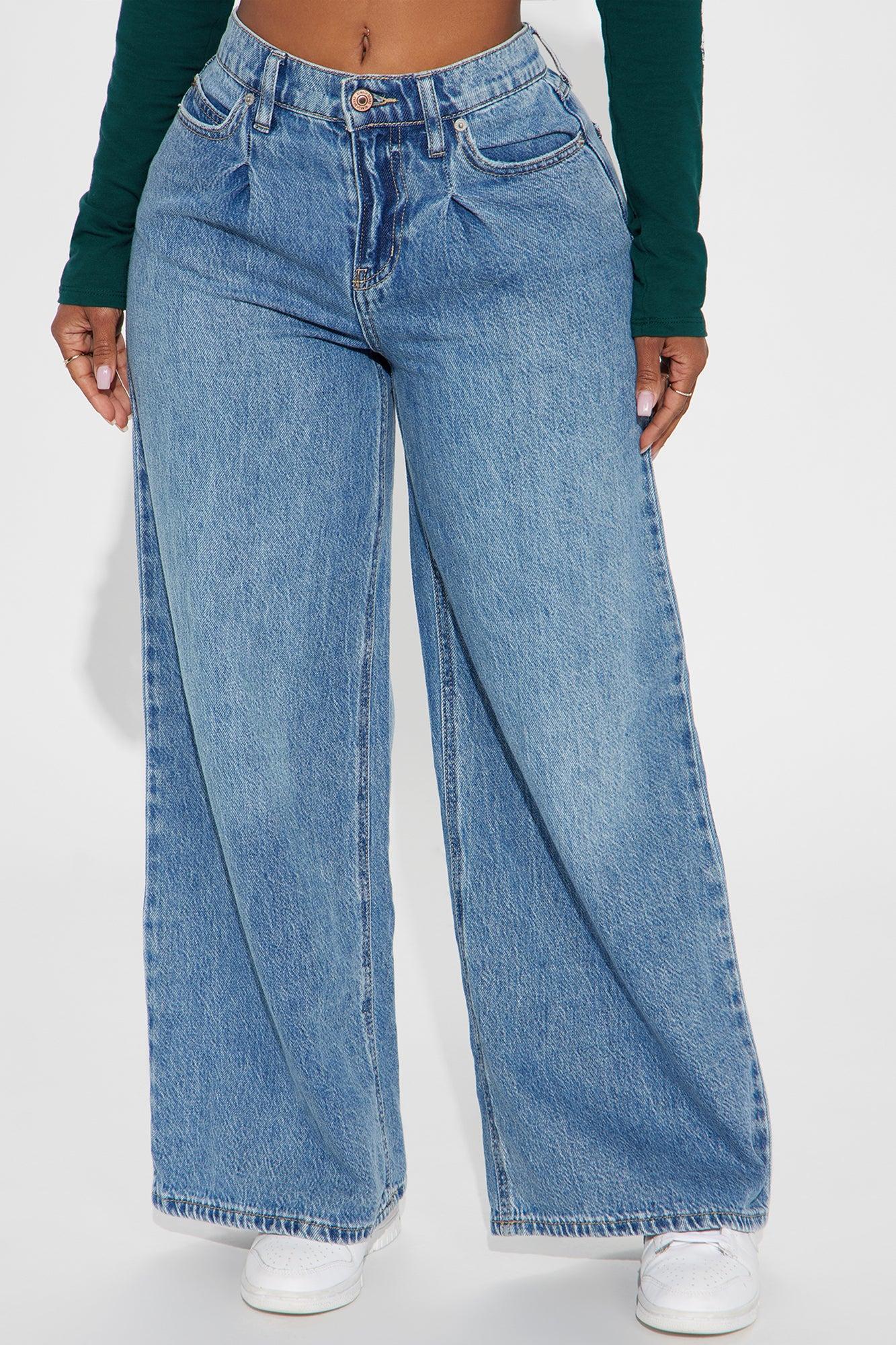 Solange Drop Waist Baggy Wide Leg Jeans - Medium Wash Product Image