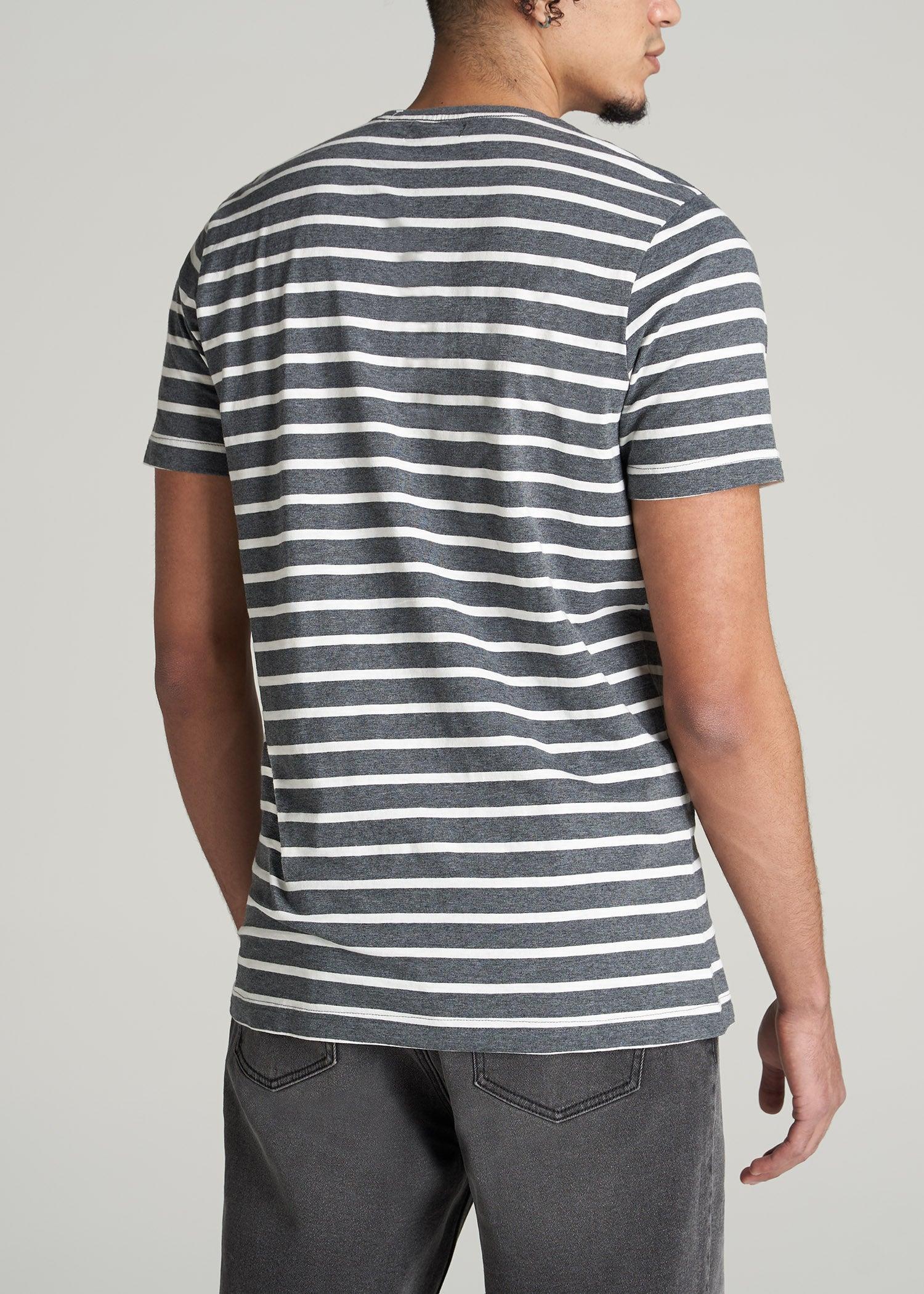 REGULAR-FIT Striped Tee in Charcoal Mix and White - Men's Tall T-shirt Male Product Image