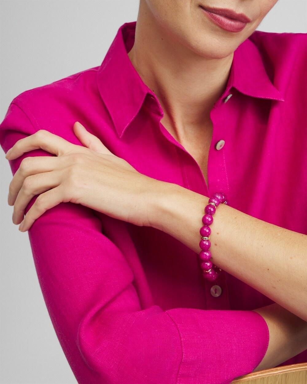 Magenta Beaded Stretch Bracelet Product Image