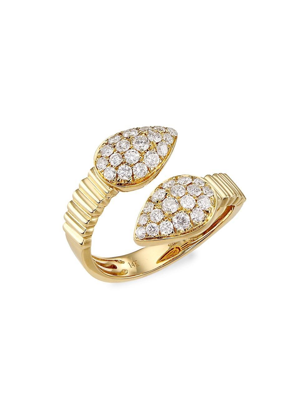 Womens 14K Yellow Gold & 0.75 TCW Diamond Cuff Ring Product Image