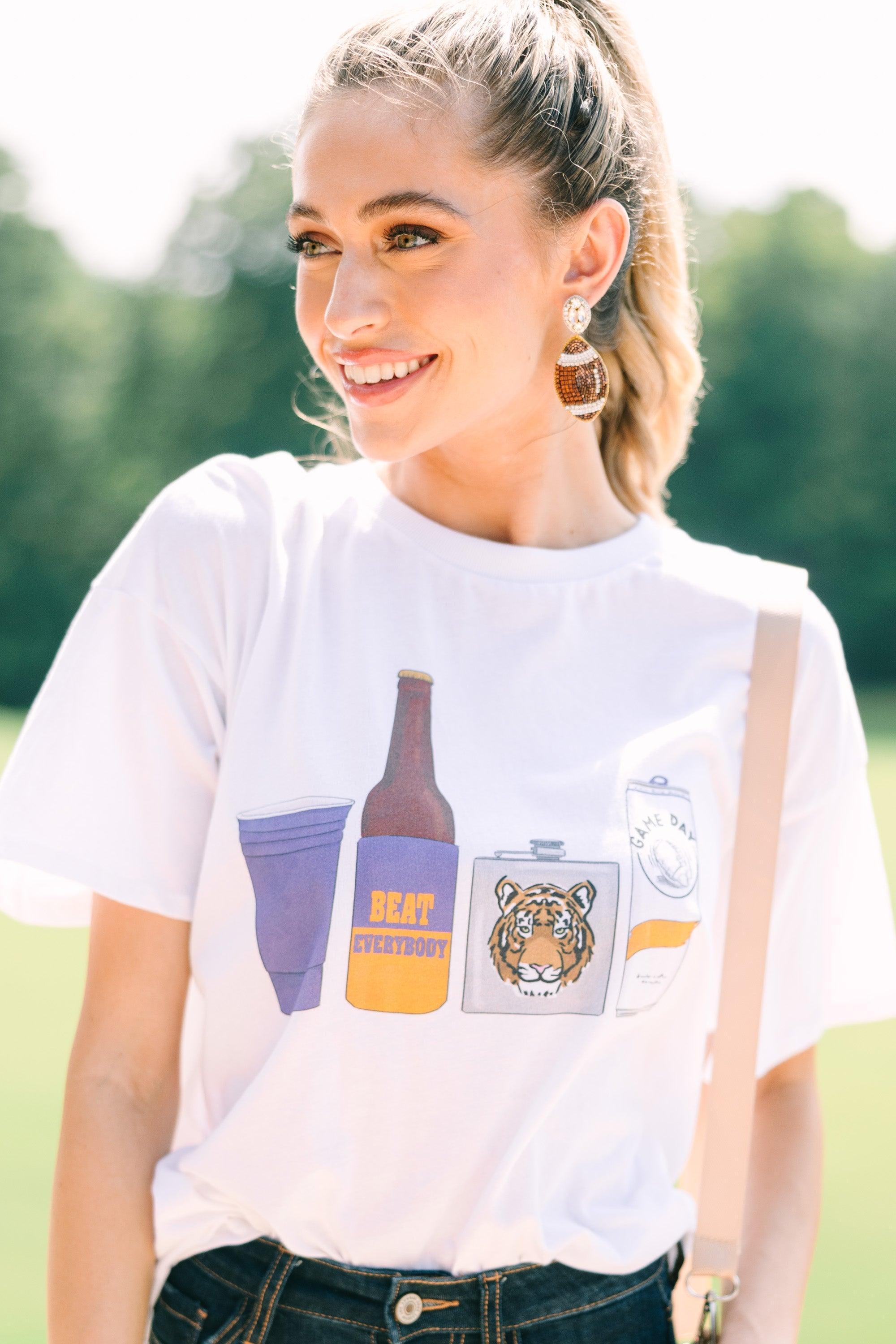 Drink Local Orange And Purple Gameday Graphic Tee Female Product Image