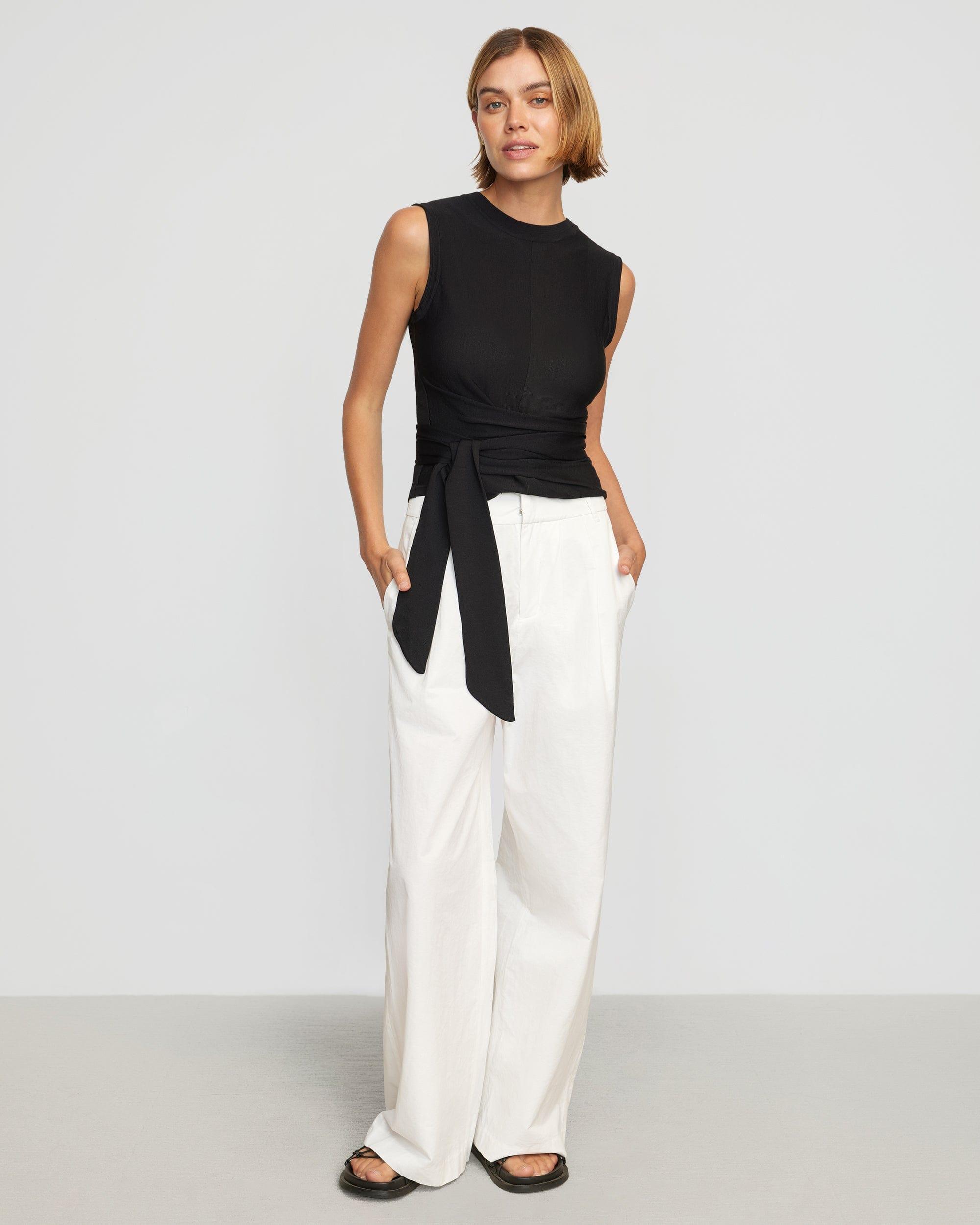 Rumi Cropped Sleeveless Wrap Top Product Image