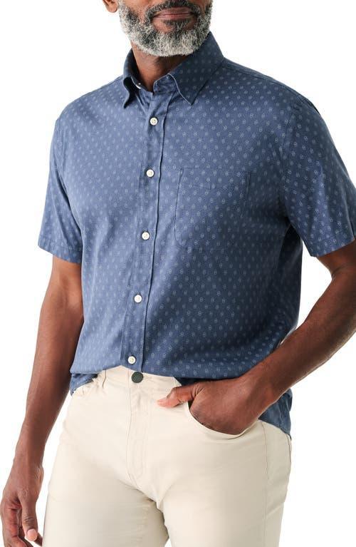 Faherty The Movement Geometric Print Short Sleeve Button-Up Shirt Product Image