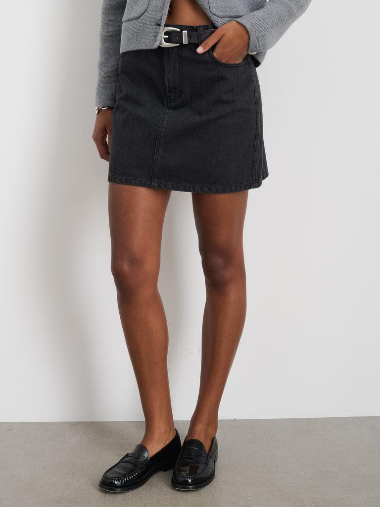 Andie Mini Skirt In Black Denim product image