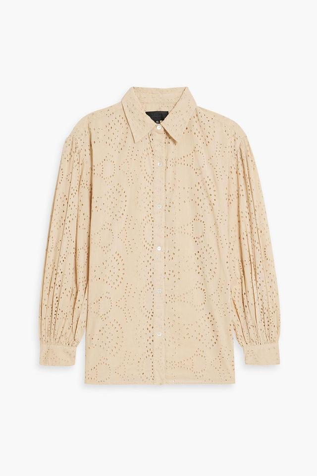 Andree Broderie Anglaise Cotton Shirt In Beige Product Image