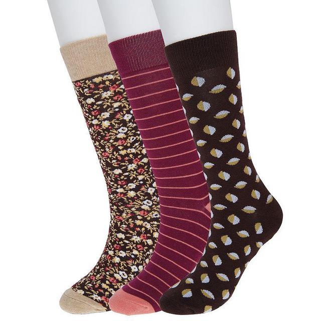 Mens Sonoma Goods For Life 3-pack Patterned Dress Socks Brown Red Floral Product Image