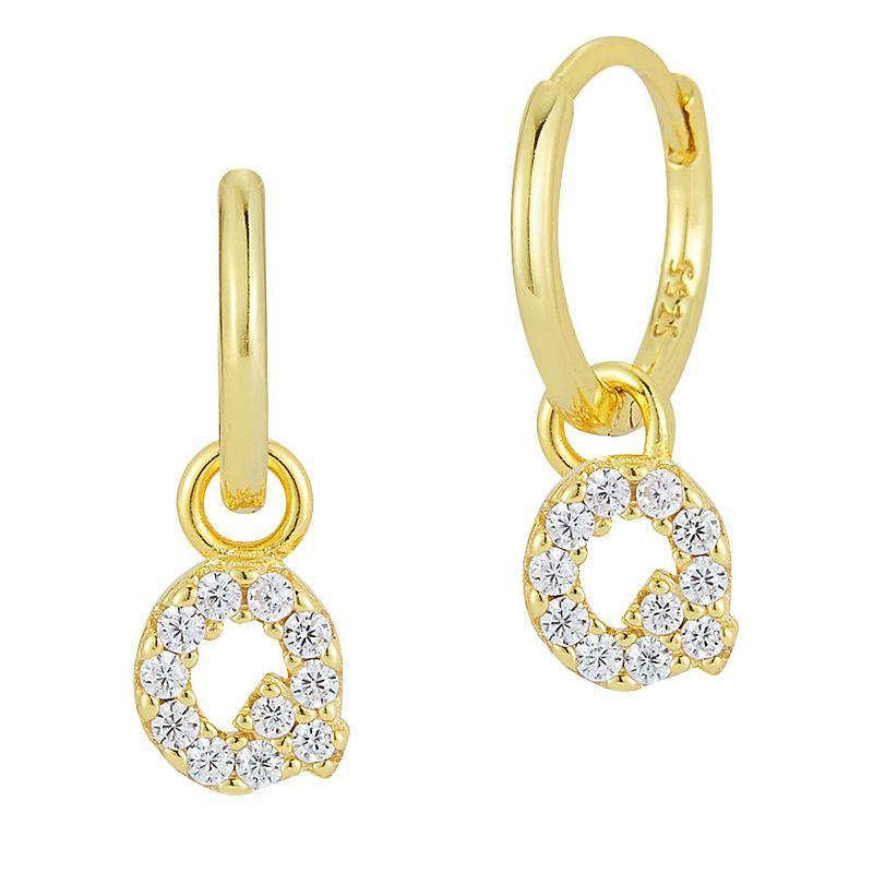 Sunkissed Sterling Cubic Zirconia 14k Gold Plated Initial Drop Earrings, Womens, Gold Tone Q Product Image