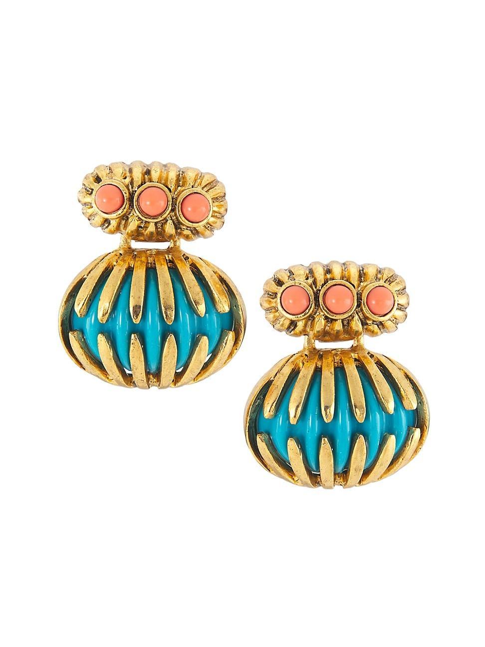 Womens 22K-Gold-Plated & Resin Drop Earrings Product Image