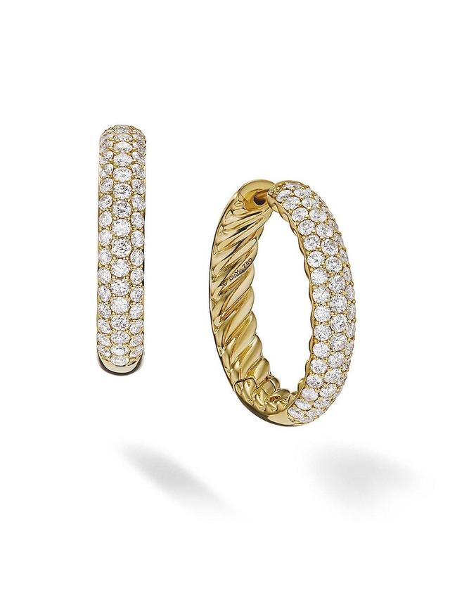 Womens DY Mercer Hoop Earrings In 18K Yellow Gold With Pave Diamonds Product Image