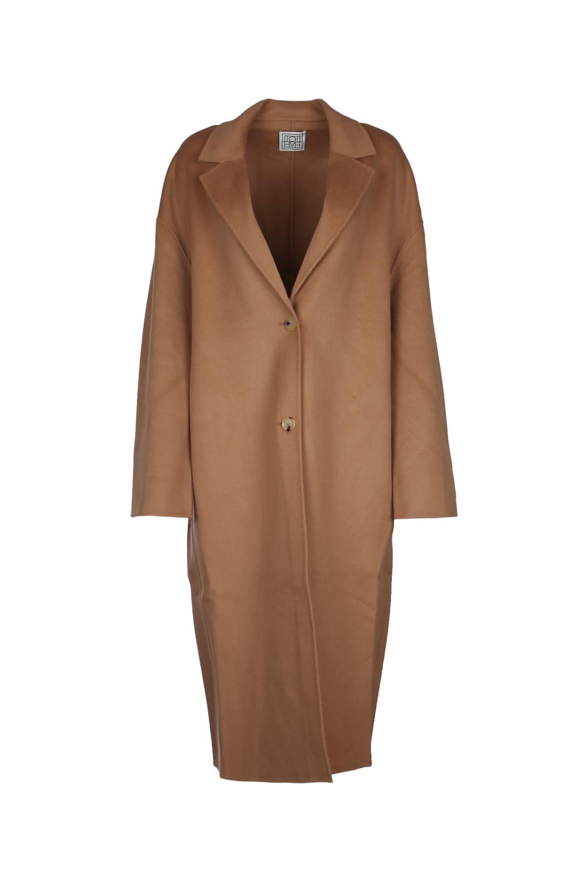 TOTÊME Double Breasted Cocoon Coat In Brown Product Image