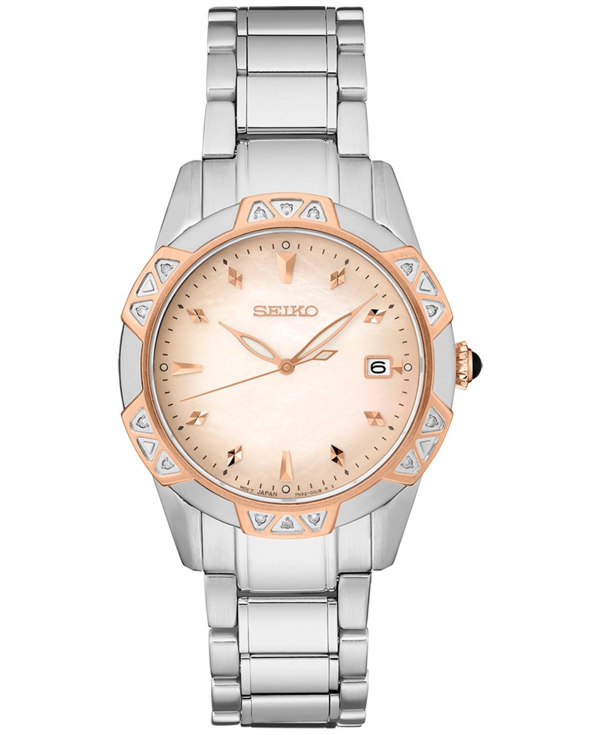 Womens Seiko Stainless Steel Quartz Diamonds Mother-of-pearl Dial Watch - SKK727 M Of White Product Image