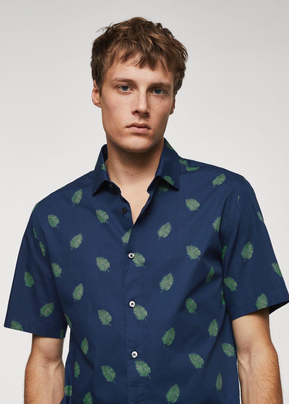 MANGO MAN - 100% cotton printed shirt ink blueMen Product Image