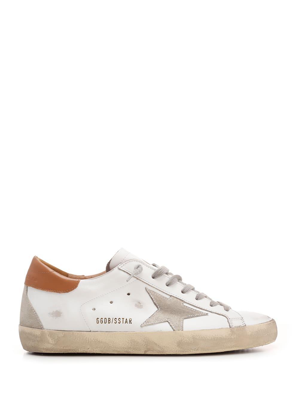 GOLDEN GOOSE Super-stars Sneakers With Brown Heel Tab In White Ice Brown Product Image