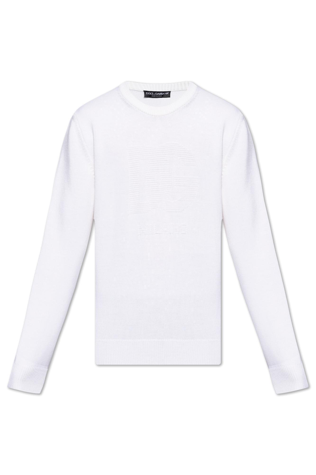 Sweater With Embroidered Logo In White Product Image