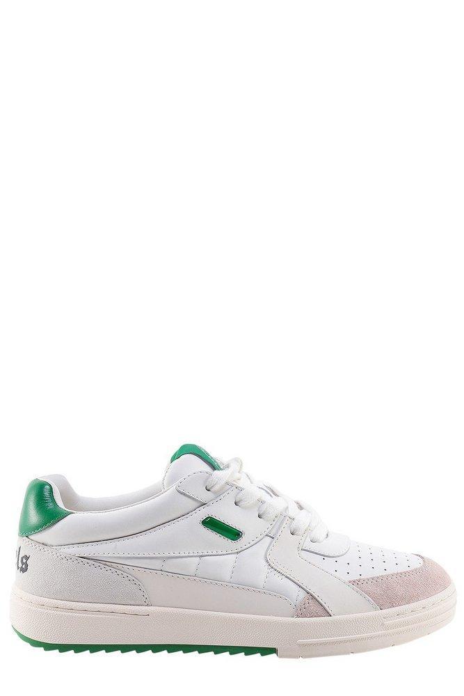 PALM ANGELS Palm University Sneakers In White Green Product Image