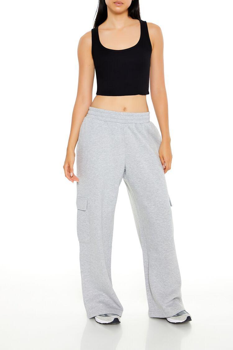 Mid-Rise Wide-Leg Cargo Sweatpants | Forever 21 product image