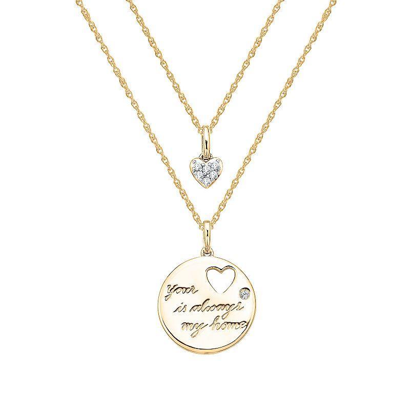 Irena Park 1/10 Carat T.W. Diamond Sterling Silver Your Heart Is Always My Home Pendant Necklace, Womens Gold Tone Product Image