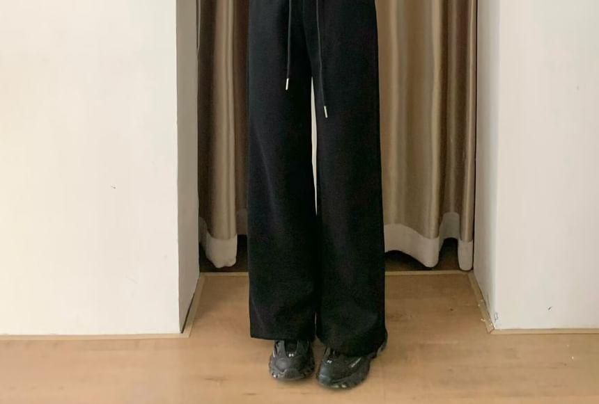 High Rise Plain Wide Leg Sweatpants Product Image