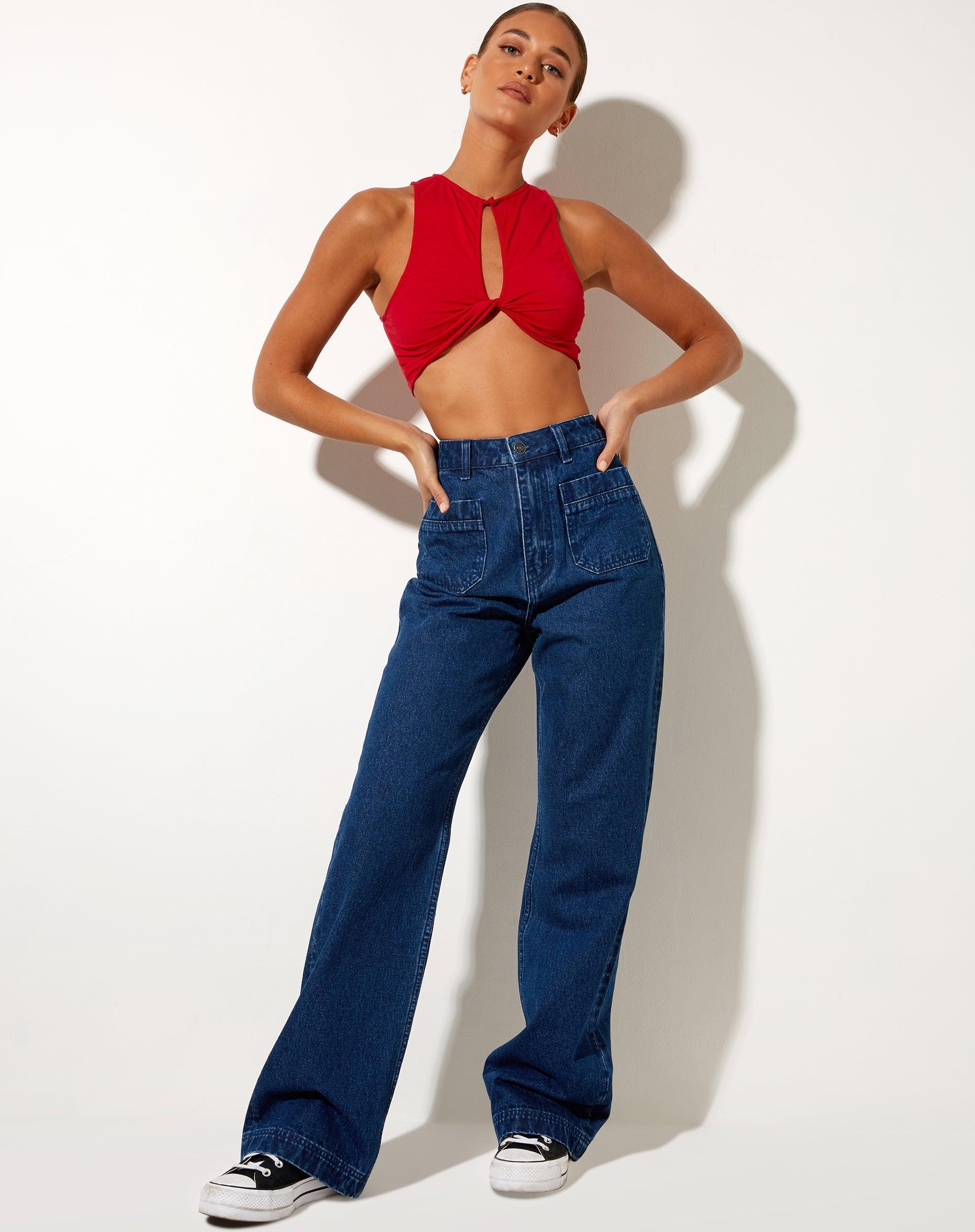 Zeme Crop Top in Racing Red Product Image