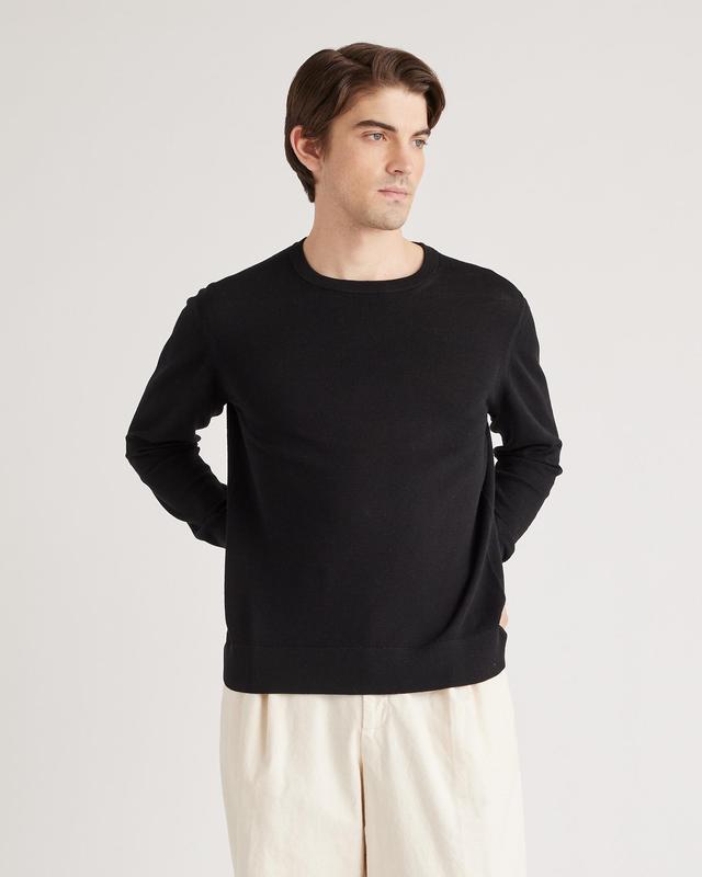 Organic Cotton-Silk Pique Crewneck Sweater Product Image