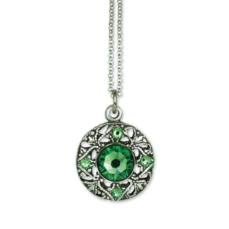 Round Filigree Silvertone Pendant Necklace Product Image