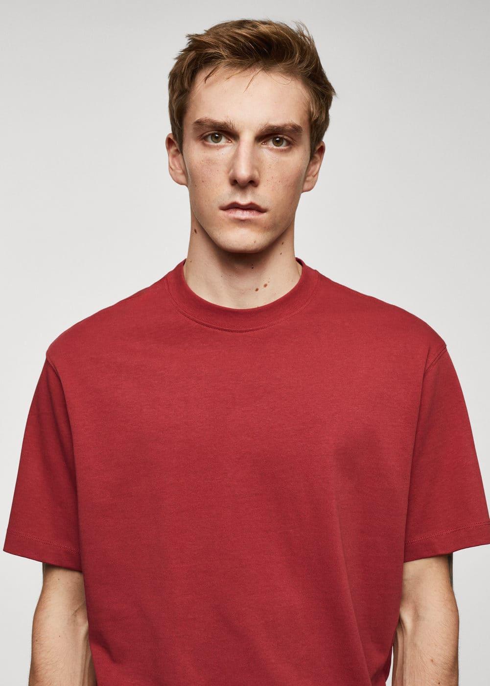 MANGO MAN - Structured cotton knit t-shirt dark navyMen Product Image