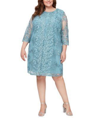 Plus Size Embellished Faux-Jacket Shift Dress Product Image