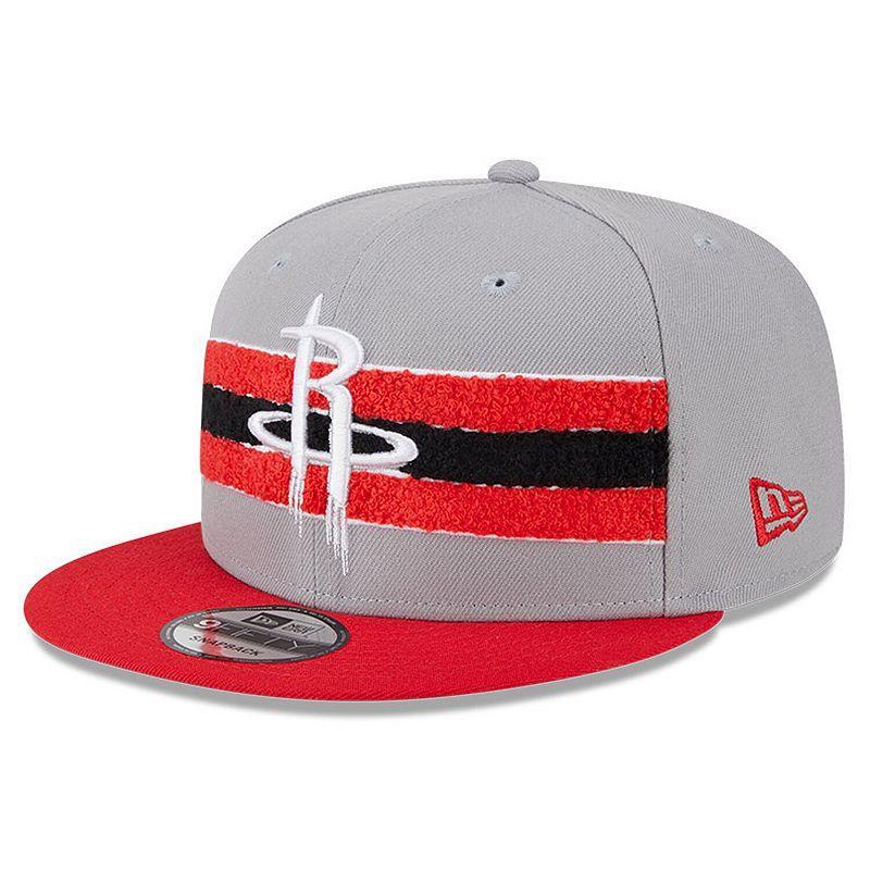 Mens New Era Gray Houston Rockets Chenille Band 9FIFTY Snapback Hat, Grey Product Image