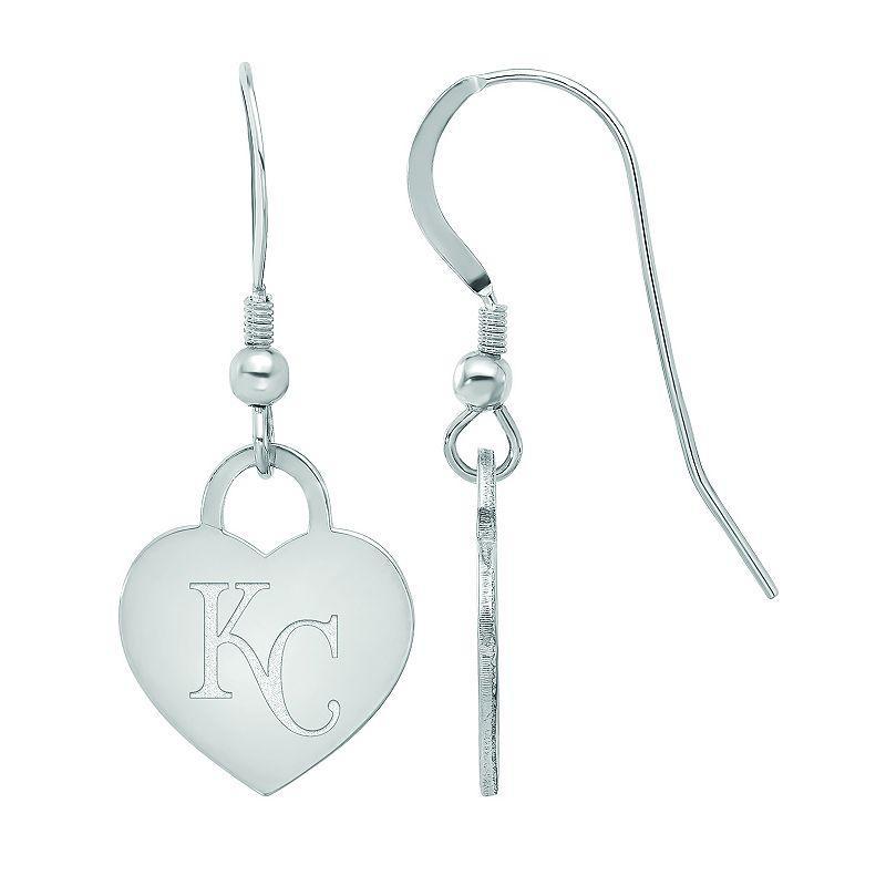 LogoArt Sterling Silver Kansas City Royals Heart Dangle Earrings, Womens Product Image