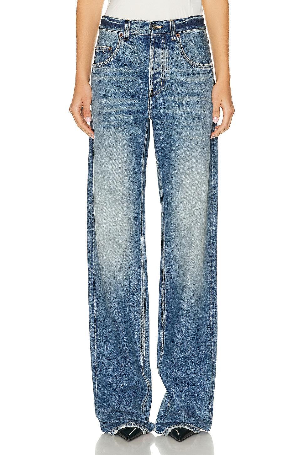 Saint Laurent Wide Leg in Plain Lake Medium Blue - Blue. Size 28 (also in 29, 30). Product Image