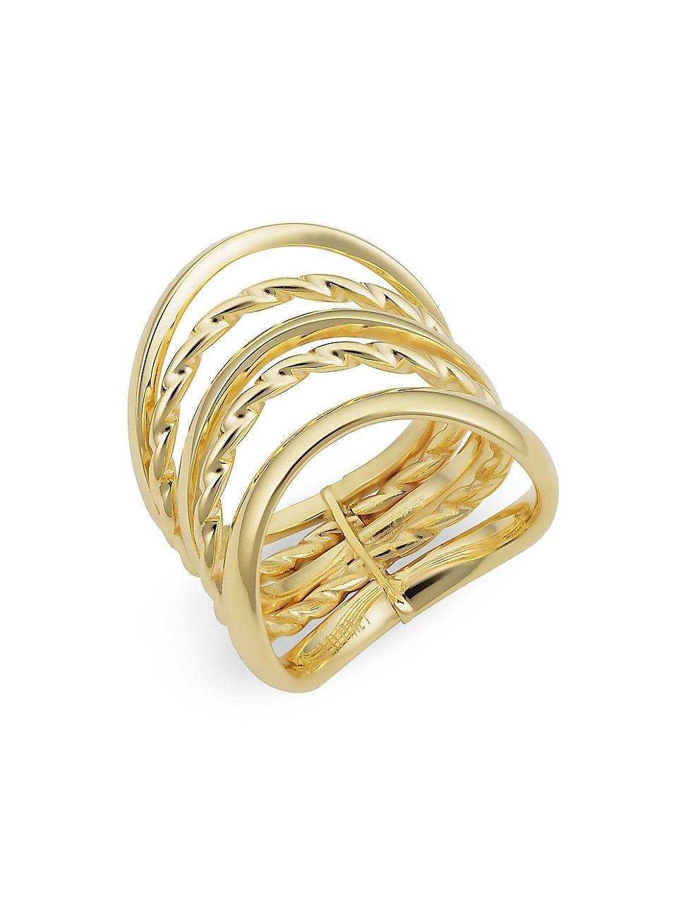 Womens 14K Yellow Solid Gold Wavy Stack Ring Product Image