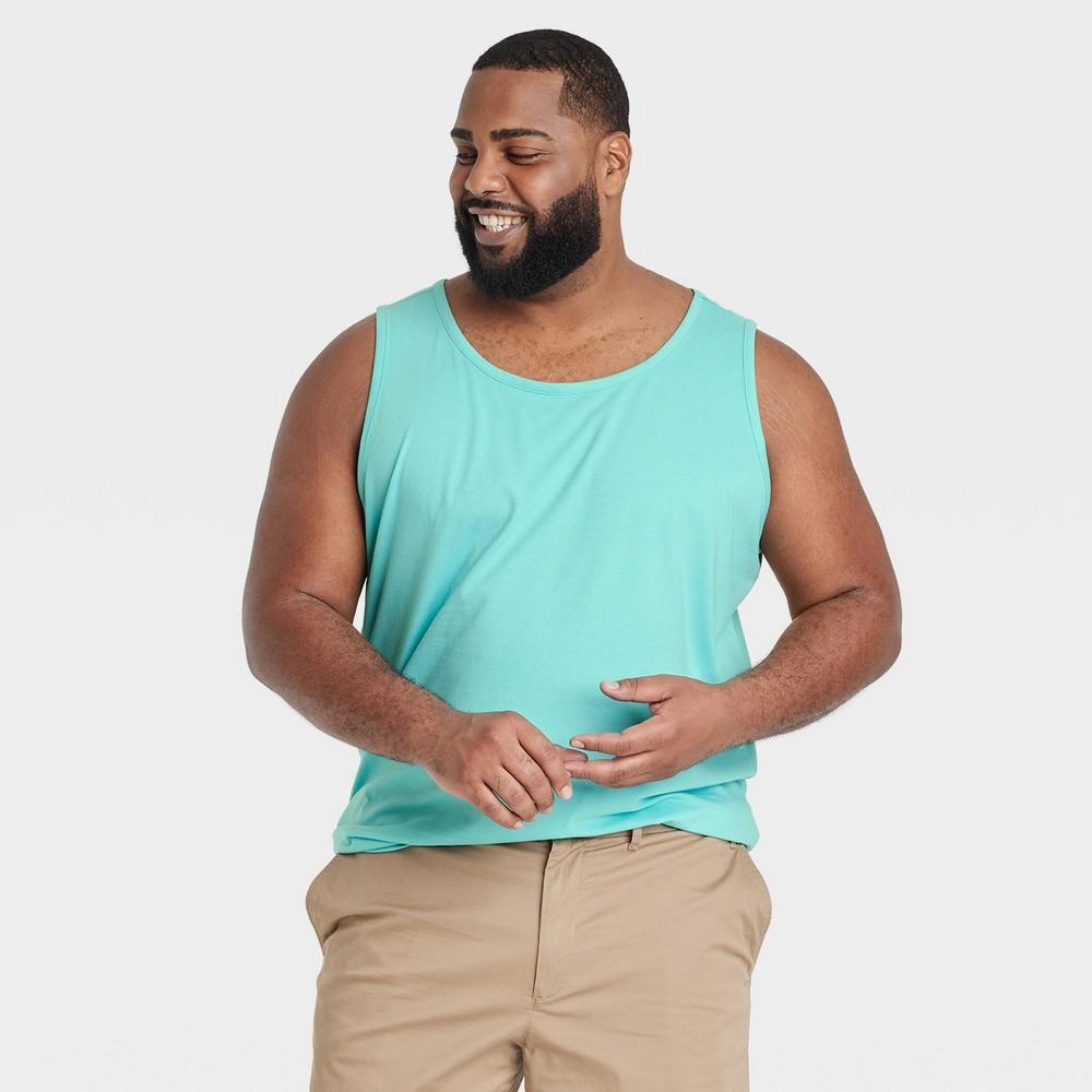 Mens Big & Tall Round Neck Tank Top - Goodfellow & Co Turquoise Blue 3XLT Product Image