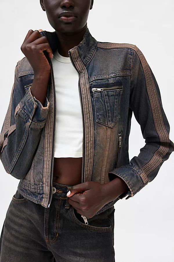 BDG Toni Denim Moto Jacket Womens at Urban Outfitters Product Image